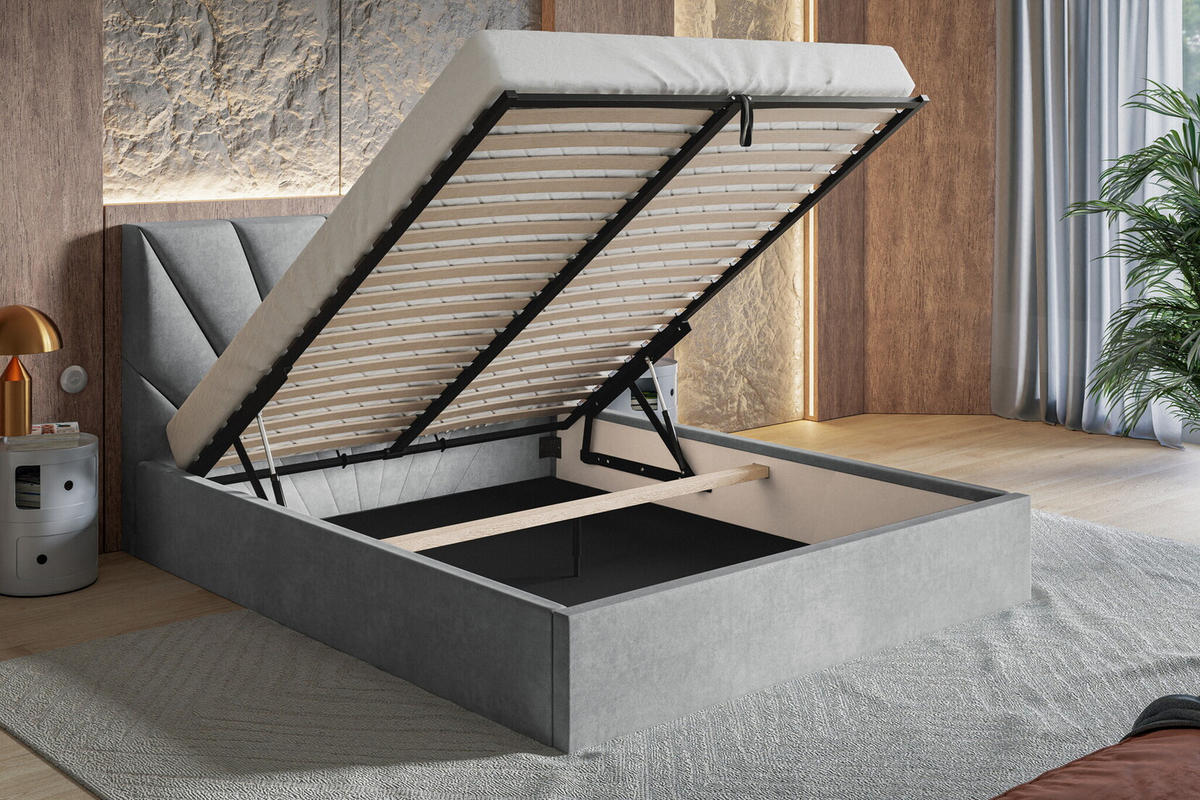 POLSTERBETT 200 x 200 cm Aris, Bettkasten, Metall Lattenrost, Dunkelgrau - Dunkelgrau, Holz/Textil (200/200cm) - Emporius