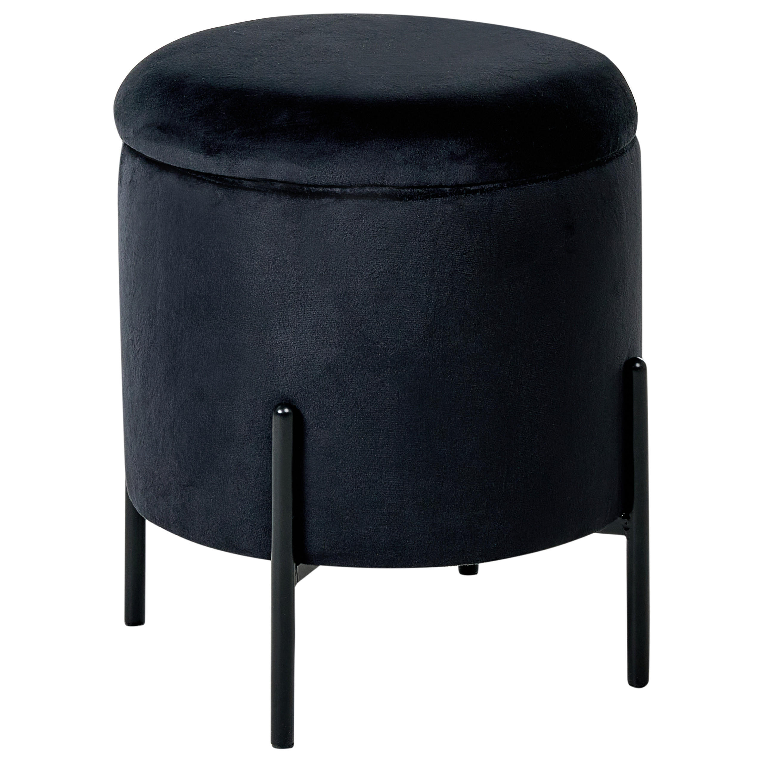 POUF mit Stauraum Samtstoff Schwarz Wenona - Schwarz, Textil (37/40/37cm) - Beliani