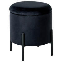 POUF mit Stauraum Samtstoff Schwarz Wenona - Schwarz, Textil (37/40/37cm) - Beliani