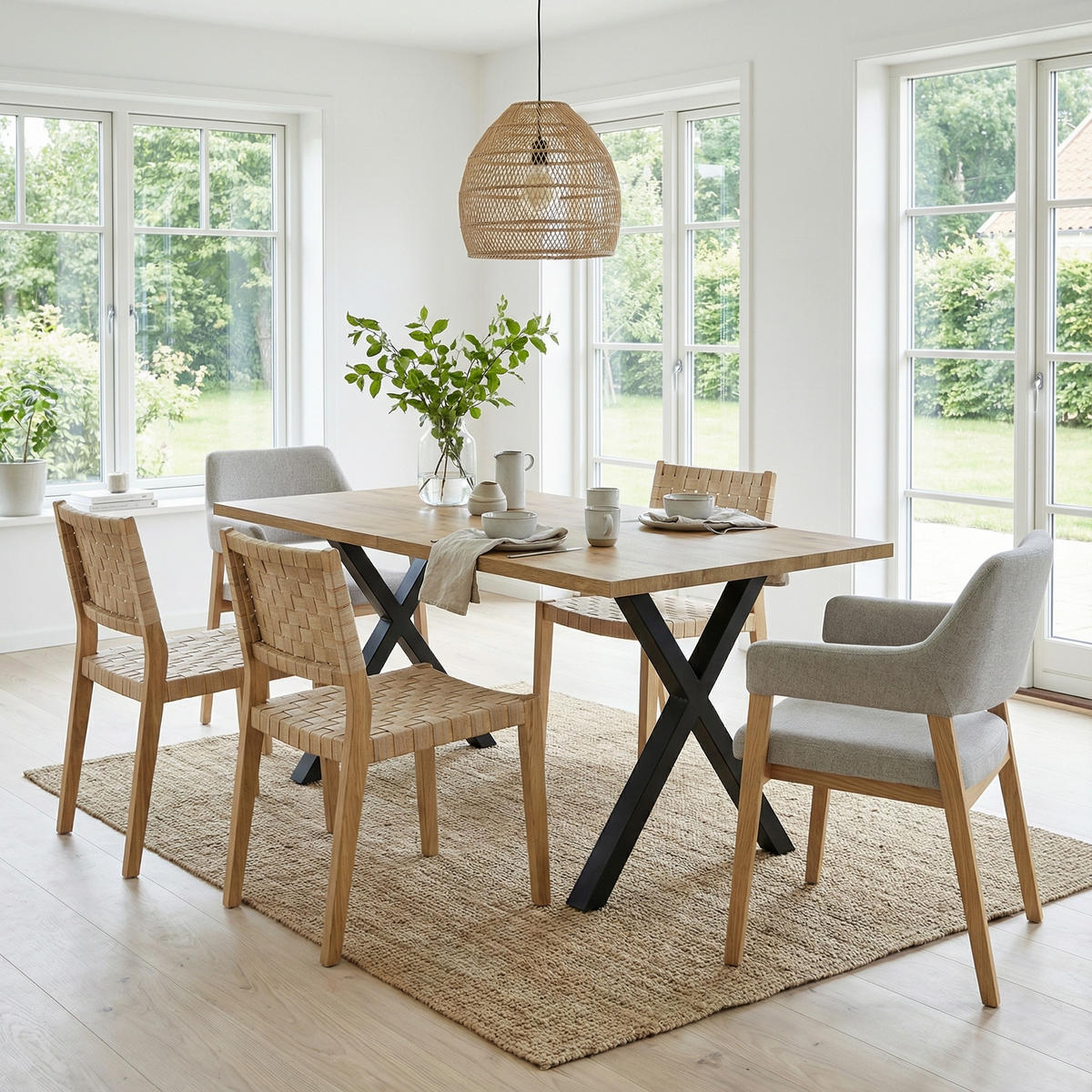 ESSTISCH 140 x 80 cm in Eiche-Optik & Schwarz - Eichefarben, Holzwerkstoff (80/140/76cm) - Urban Meuble