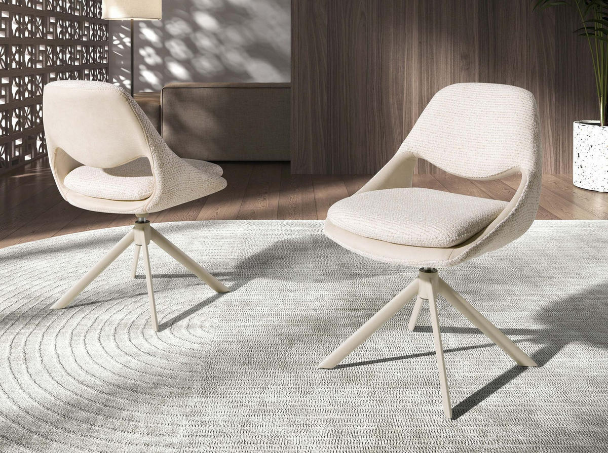 STUHL aus Stoff in Off-White und Creme 54/66/85 cm - Ecru/Creme, Textil/Metall (54/85/66cm) - ANGEL CERDA