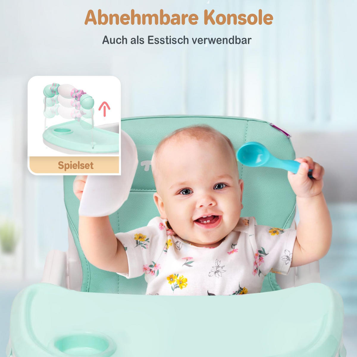 HOCHSTUHL 2-in-1-Kinderwagen Set Mint Grün - Mintgrün, Kunststoff (54/95/52cm) - Twinky