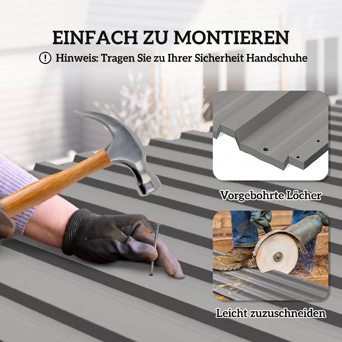 GARTENHAUS Hellgrau 129.0/45.0/1.0cm - Hellgrau, Metall (45/1/129cm)