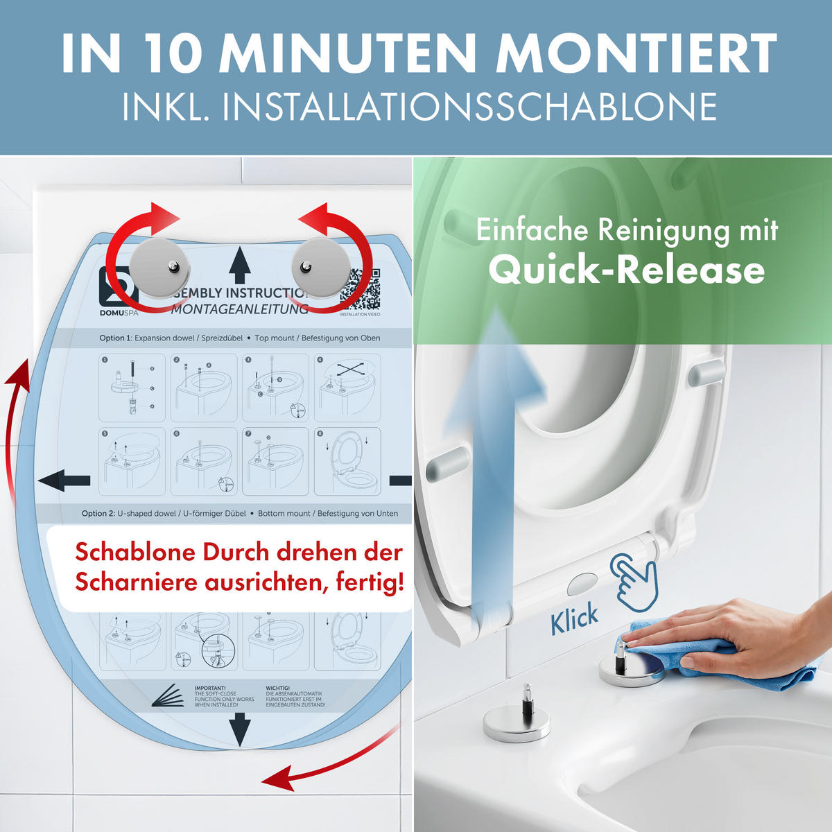 DOMUSPA Kinder Toilettensitz mit Quick-Release Funktion - Weiß, Kunststoff (45/5.5/37.6cm) - DomuSPA