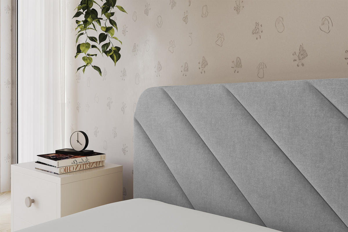 EINZELLBETT Jugendbett mit Bettkasten und Matratze H3/H4, Rechts - FIKY 80x200 Grau - Silberfarben, Holzwerkstoff/Textil (80/200cm) - ALTDECOR