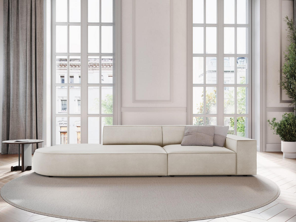 LINKES-SOFA Jodie aus Samt dunkelbeige 3 Sitzplätze - Mokka, Textil (262/70/102cm) - Micadoni