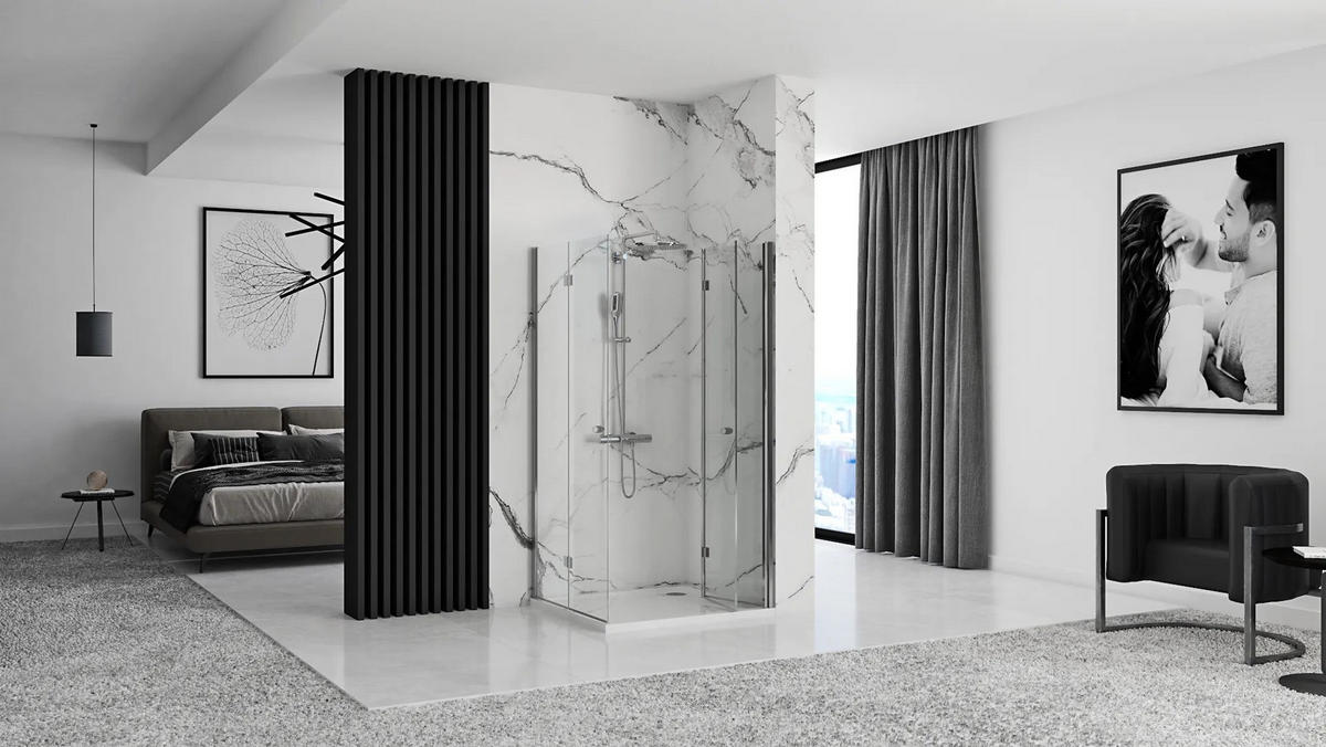 FALTTÜR Duschkabine Rea Fold Modul N2 100x120 - Chromfarben, Glas (100/120/190cm) - REA