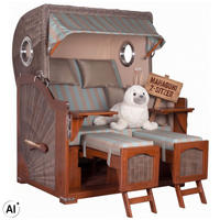 STRANDKORB 2-Sitzer Düne Mahagoni 520 - Türkis/Blaugrau, Holz (125/170/80cm) - Mr. Deko