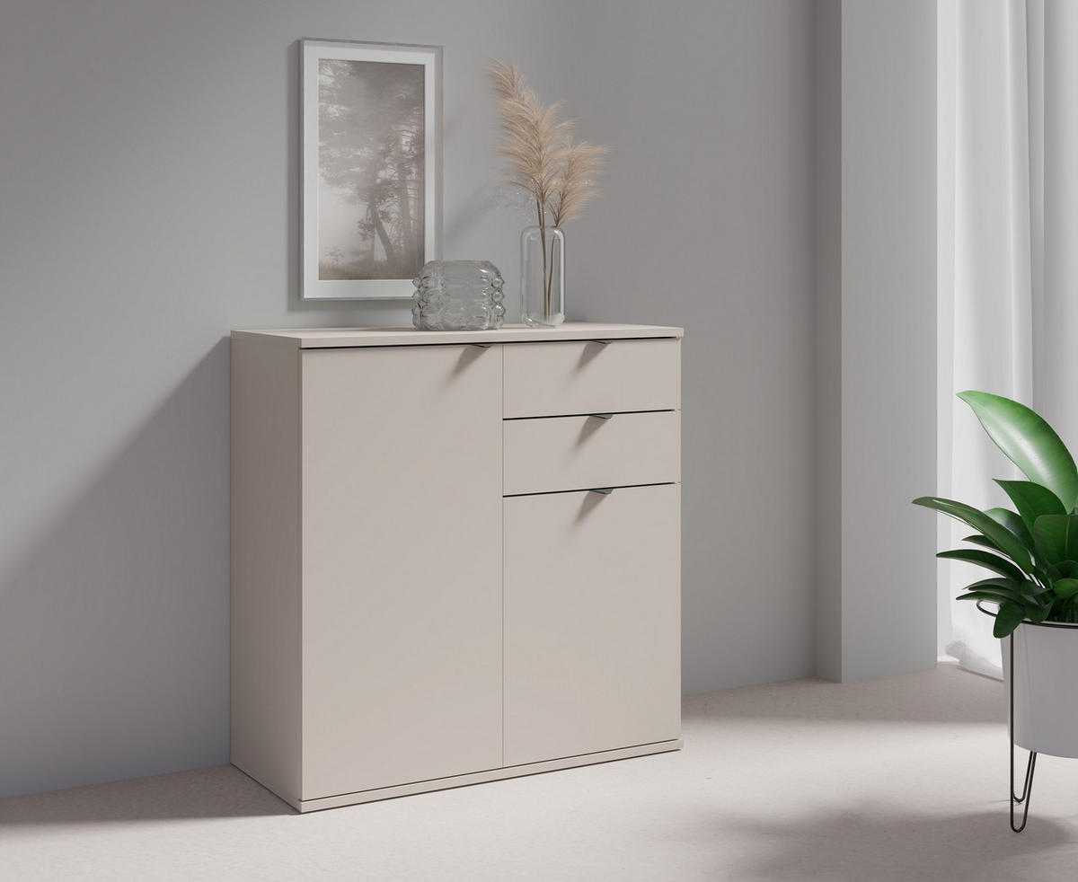 KOMMODE METRIX 80/82,5/35cm mit 2 Schubladen 2 Türen Kaschmir - Kaschmir, Holzwerkstoff (80/82.5/35cm) - MASSENO