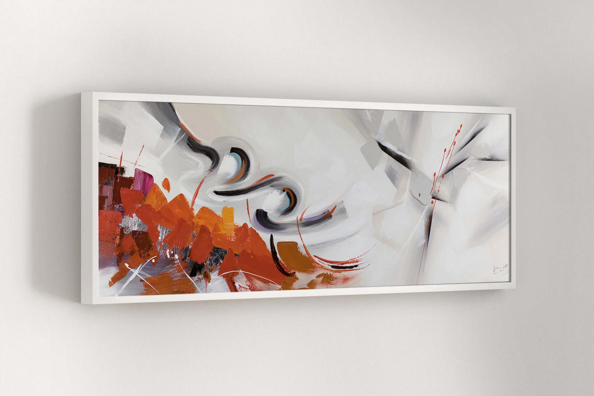 ÖLGEMÄLDE 150/50 cm - Rot/Grau, Holz/Textil (150/50cm) - KUNSTLOFT