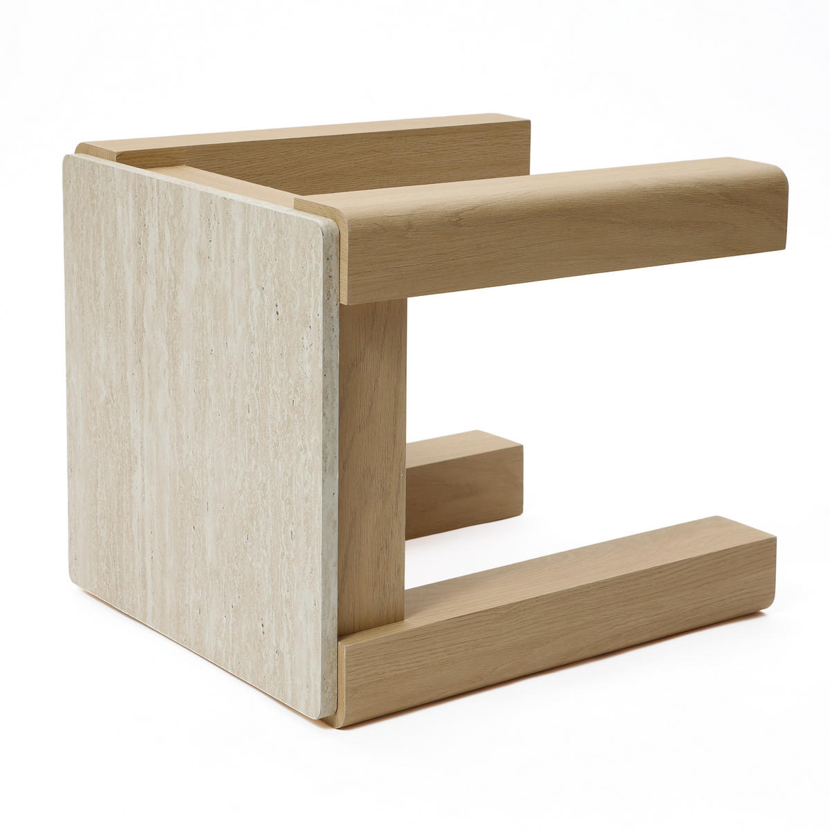 BEISTELLTISCH Holz mit Travertin-Optik 40 × 40 × 49 cm - Eichefarben, Holzwerkstoff (40/40/49cm) - Hometopia