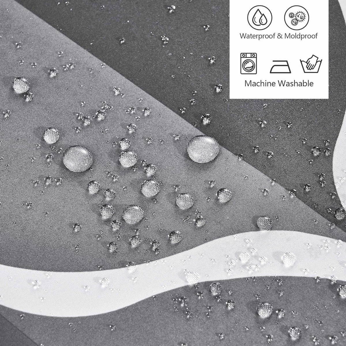 DUSCHVORHANG Schwarz Polyester wasserdicht maschinenwaschbar Badezimmer mit Haken - Multicolor, Textil (180/200cm) - MCBOSON