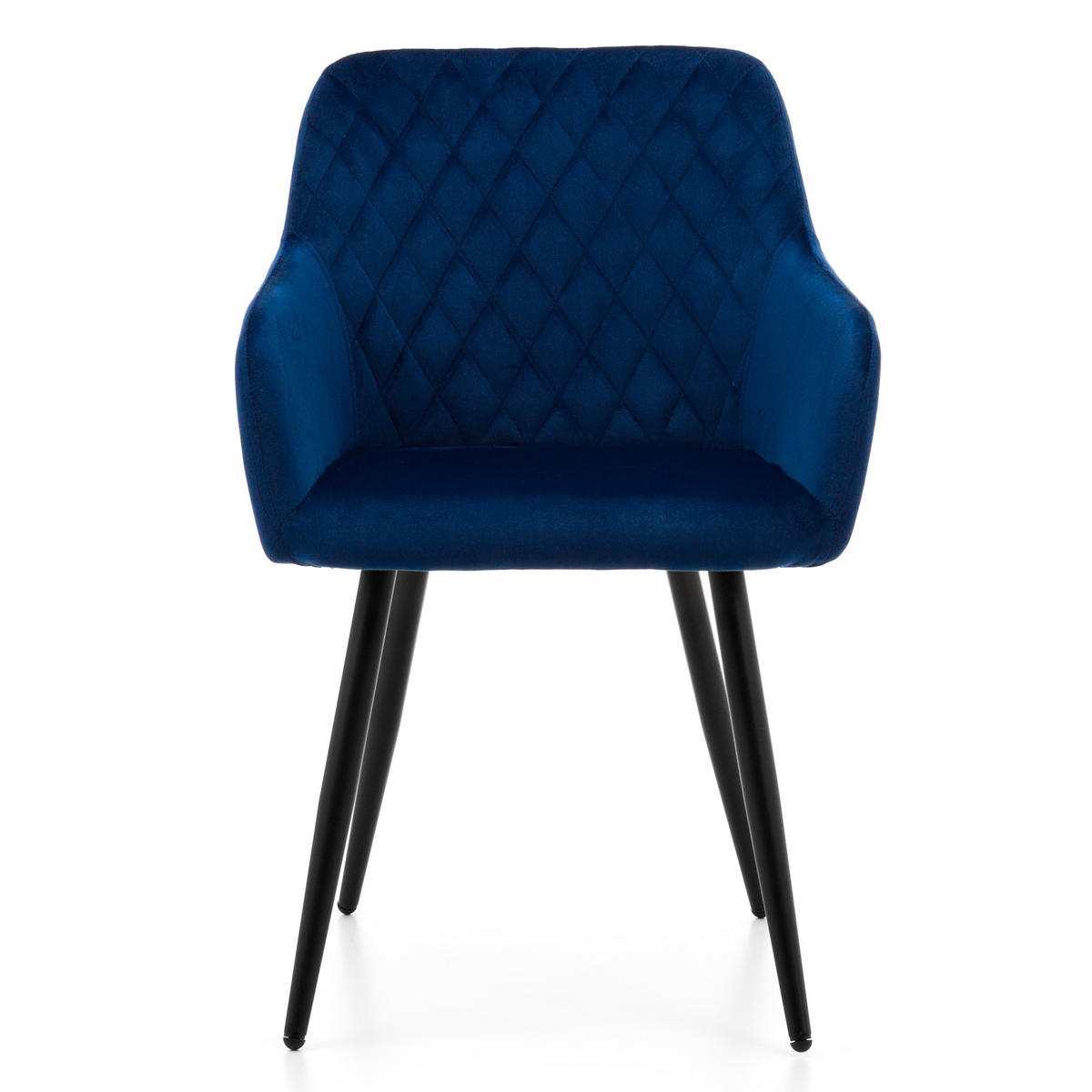 STUHL TODI gepolstert mit Steppung - dunkelblau - Samt Velours - Schwarz/Dunkelblau, Textil/Metall (56/85/62cm) - NEW HOME