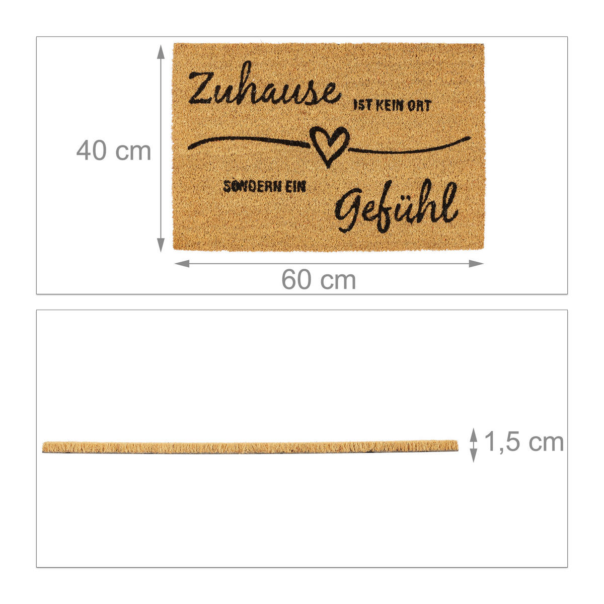 FUSSMATTE - Hellbraun, Kunststoff/Textil (60/40cm) - Relaxdays