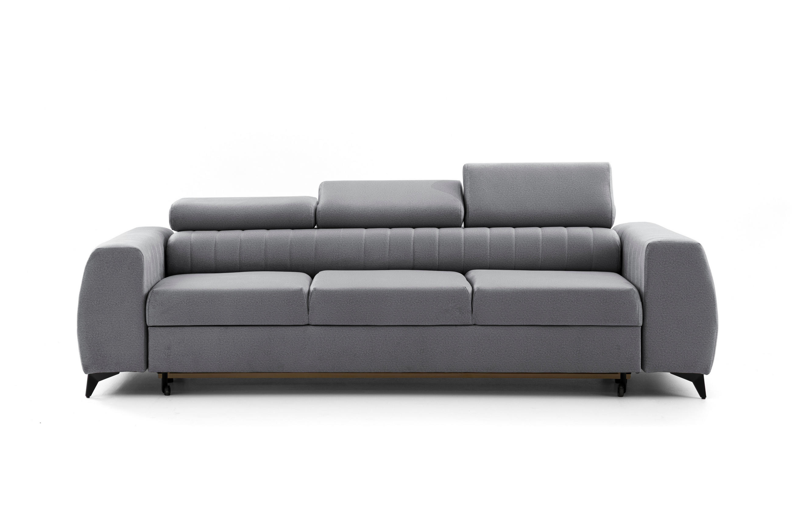 3-SITZER-SOFA PIERO mit Schlaffunktion 125x195 Velours Grau - Schwarz/Grau, Holz/Textil (260/90/100cm) - Muffo