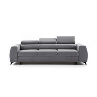 3-SITZER-SOFA PIERO mit Schlaffunktion 125x195 Velours Grau - Schwarz/Grau, Holz/Textil (260/90/100cm) - Muffo