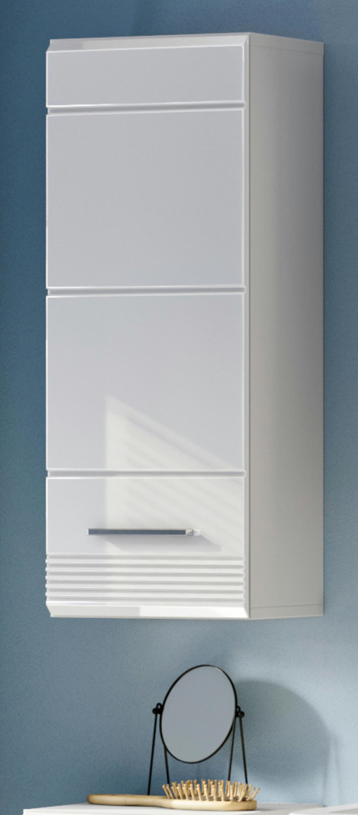 HÄNGESCHRANK, weiß Hochglanz, 30 x 77 cm, Badschrank - Weiß Hochglanz/Silberfarben, Holzwerkstoff/Kunststoff (30/77/23cm) - Inn.Furn