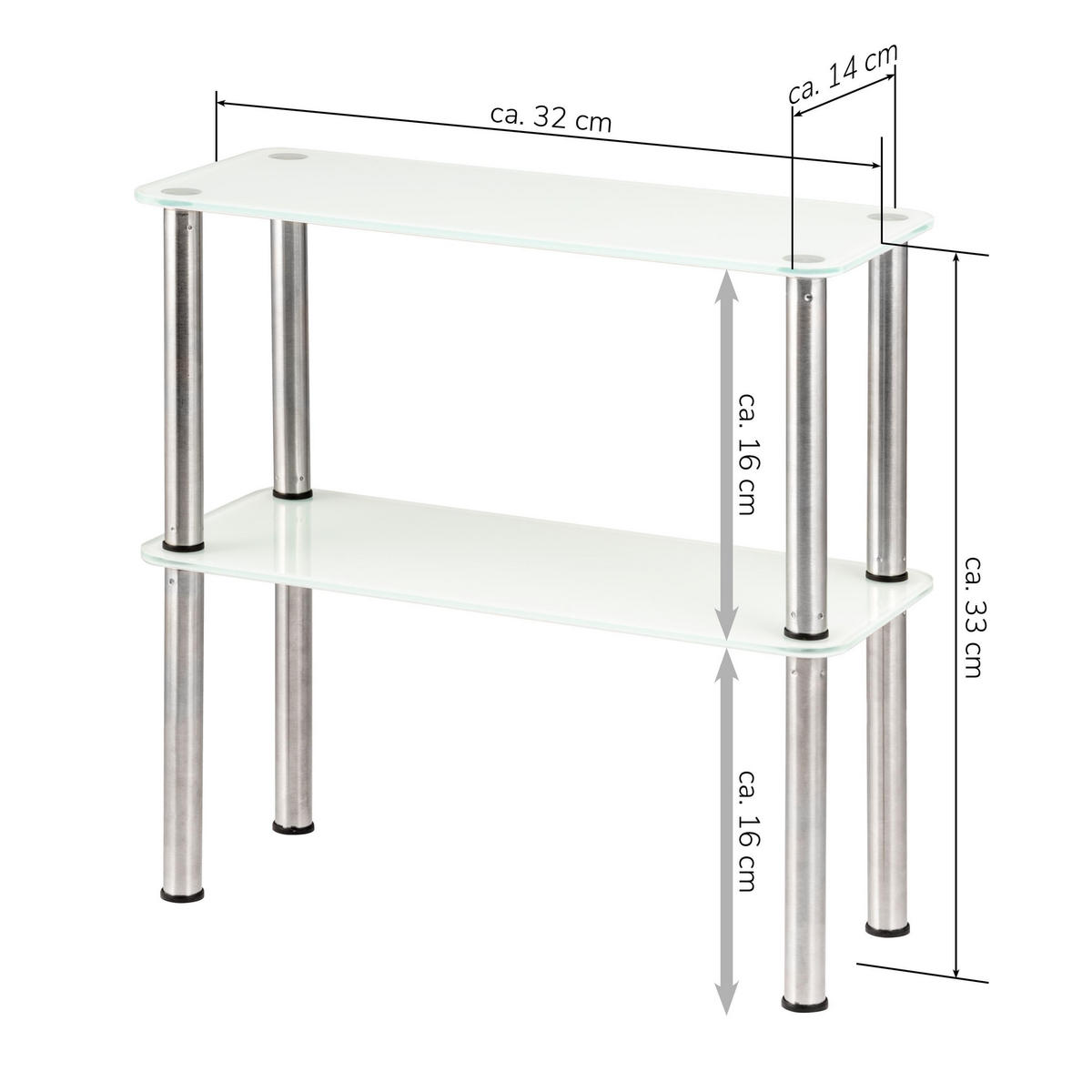 GLAS-KÜCHENREGAL weiß - Weiß, Glas (32/33/14cm) - bremermann