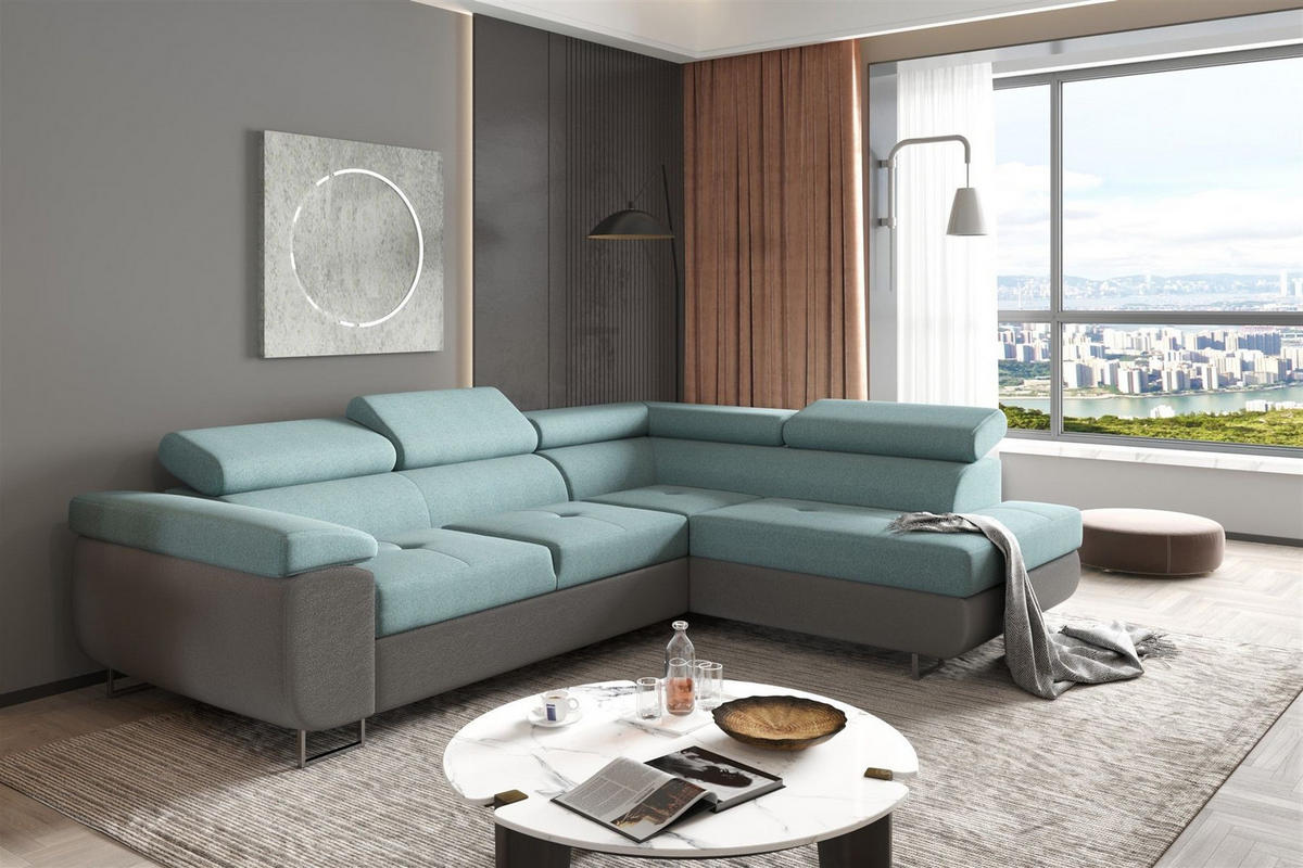ECKSOFA Jade Mit Schlaffunktion - Grün, Holzwerkstoff/Textil (275/202cm) - Fun Möbel