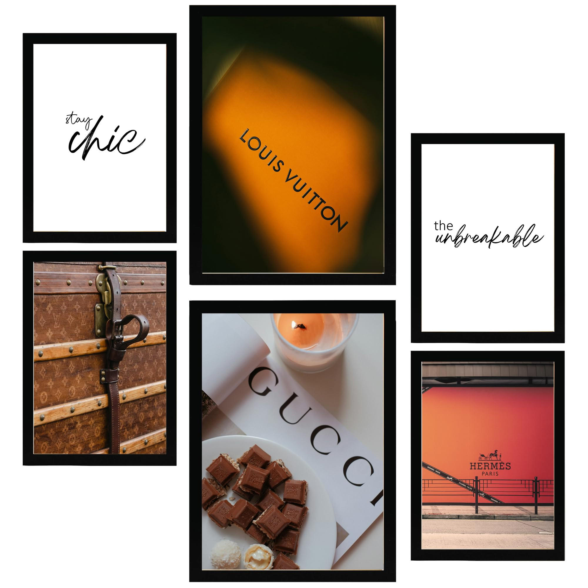 POSTER Set Mit 6 Modemarken A3 & A4 Schwarzer Rahmen - Schwarz, Papier (29/3cm) - Nacnic