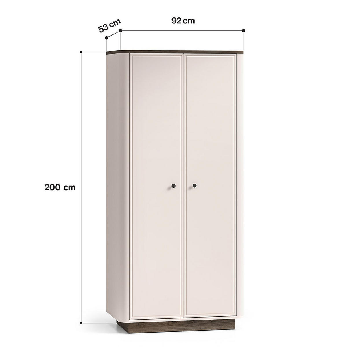 KLEIDERSCHRANK Vilavio Kaschmir Windmill Eiche dunkel 92 / 53 / 200cm - Kaschmir/Eichefarben, Holz/Holzwerkstoff (92/200/53cm) - Feldmann-Wohnen
