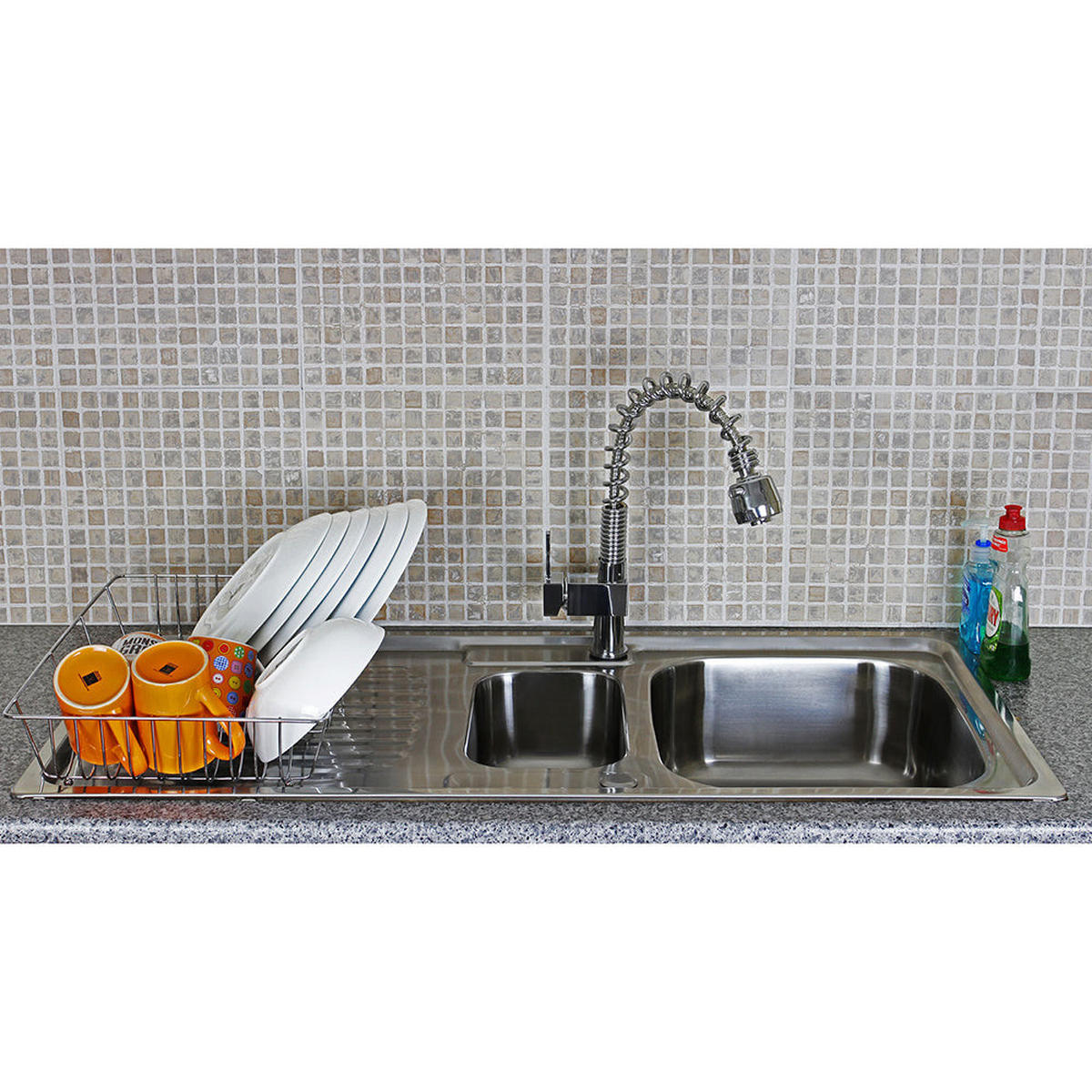KÜCHENSPÜLE & WASSERHAHN EDELSTAHL Premium - Silberfarben, Metall (105/18/500cm)