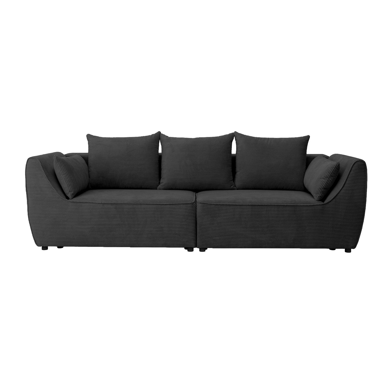 SOFA GRABO mit Schlaffunktion, Anthrazit - Anthrazit, Textil (260/75/145cm) - Fedve