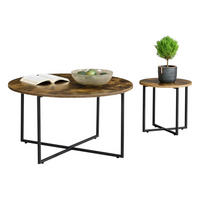 TISCH Härjedalen SET 2-teilig 80/80/45 - Braun, Metall (80/80/45cm) - [en.casa]