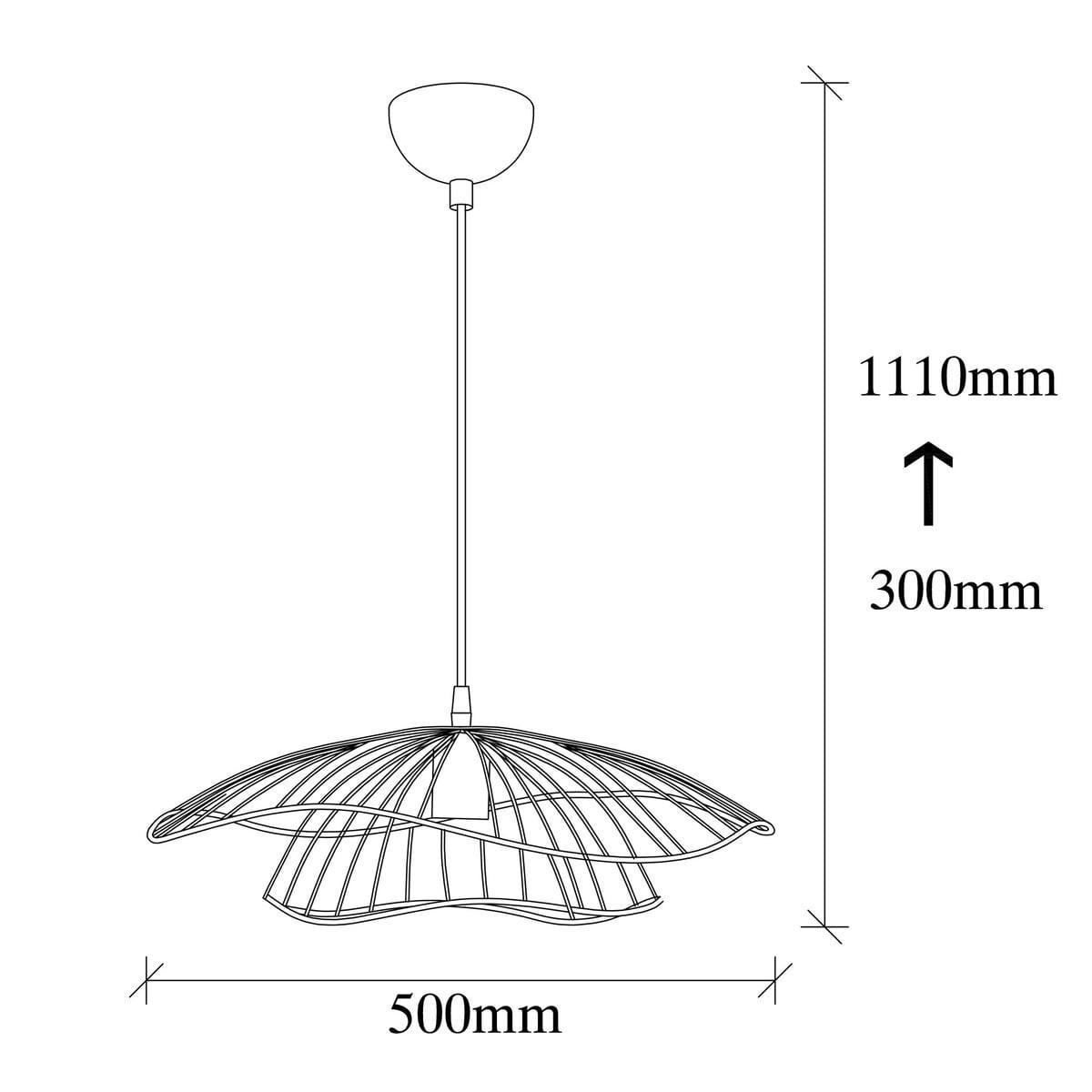DRAHT-PENDELLEUCHTE aus metall - fleur 50/50/111 cm - Schwarz, Metall (35/50/111cm) - Calicosy