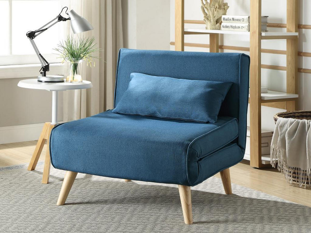FUTONSESSEL - Stoff - Blau - POSIO - Blau, Textil (78/75/74cm) - Vente-Unique