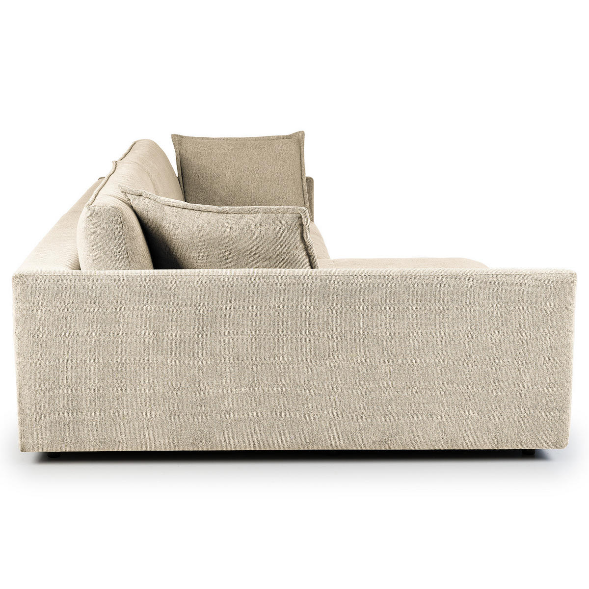 ECKSOFA mit Longchair - Creme/Schwarz, Kunststoff/Textil (290/183cm) - home24