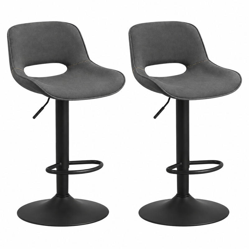 BARHOCKER 2er-Set drehbar mit Lehne Grau Leinen Metall - Grau, Metall (49/106/49cm) - Meubliv