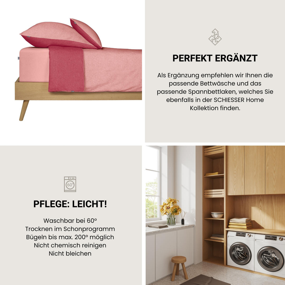 KISSENHÜLLENSET Doubleface - Renforcé - 2-teilig - 40 x 80 cm - Rosa - Rosa, Textil (40/80cm) - SCHIESSER