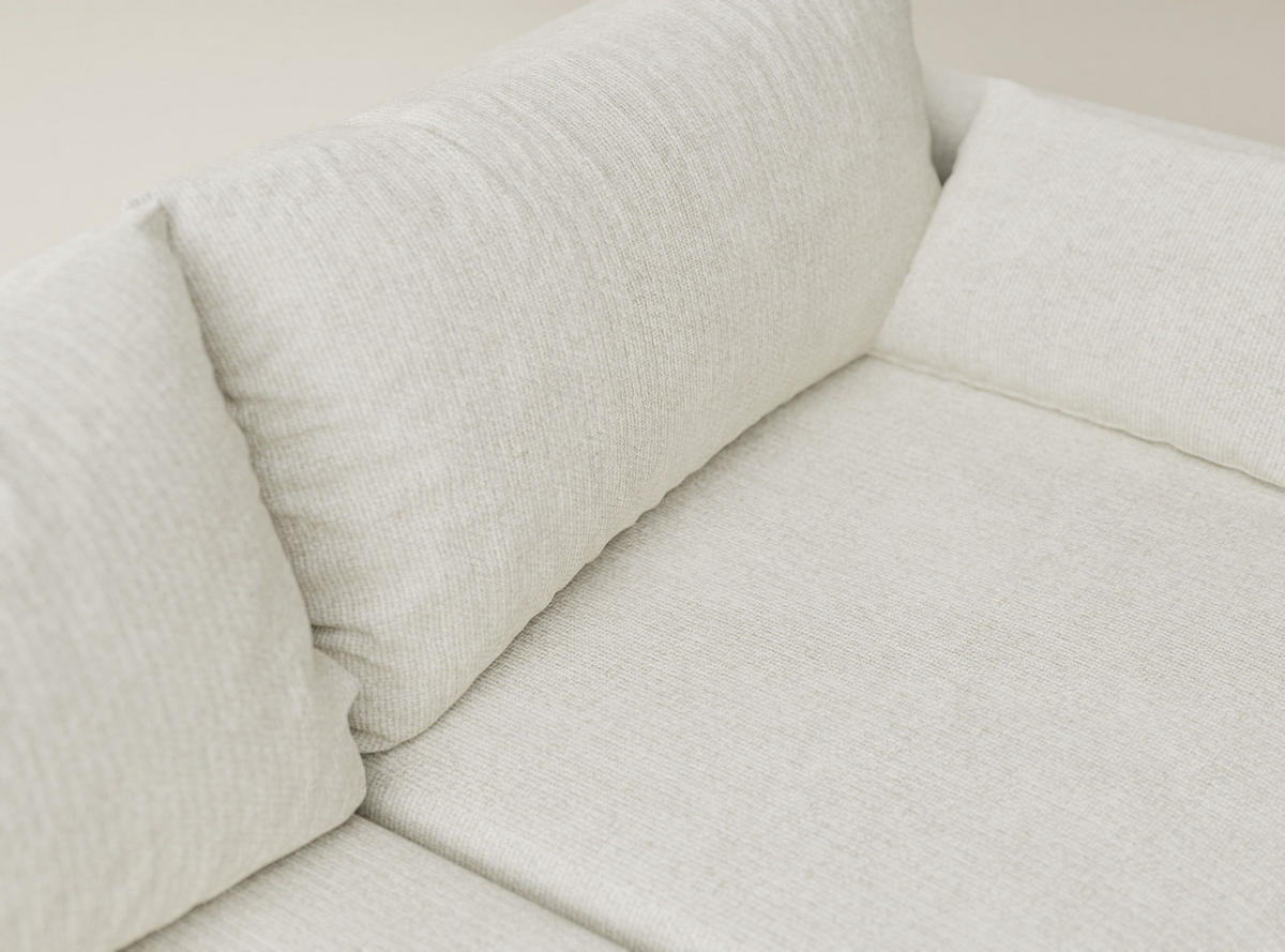 ECKSOFA MIT SCHLAFFUNKTION Leon Creme Chenille-Stoff - Creme/Schwarz, Holz/Holzwerkstoff (148/239cm) - Maison de Reve