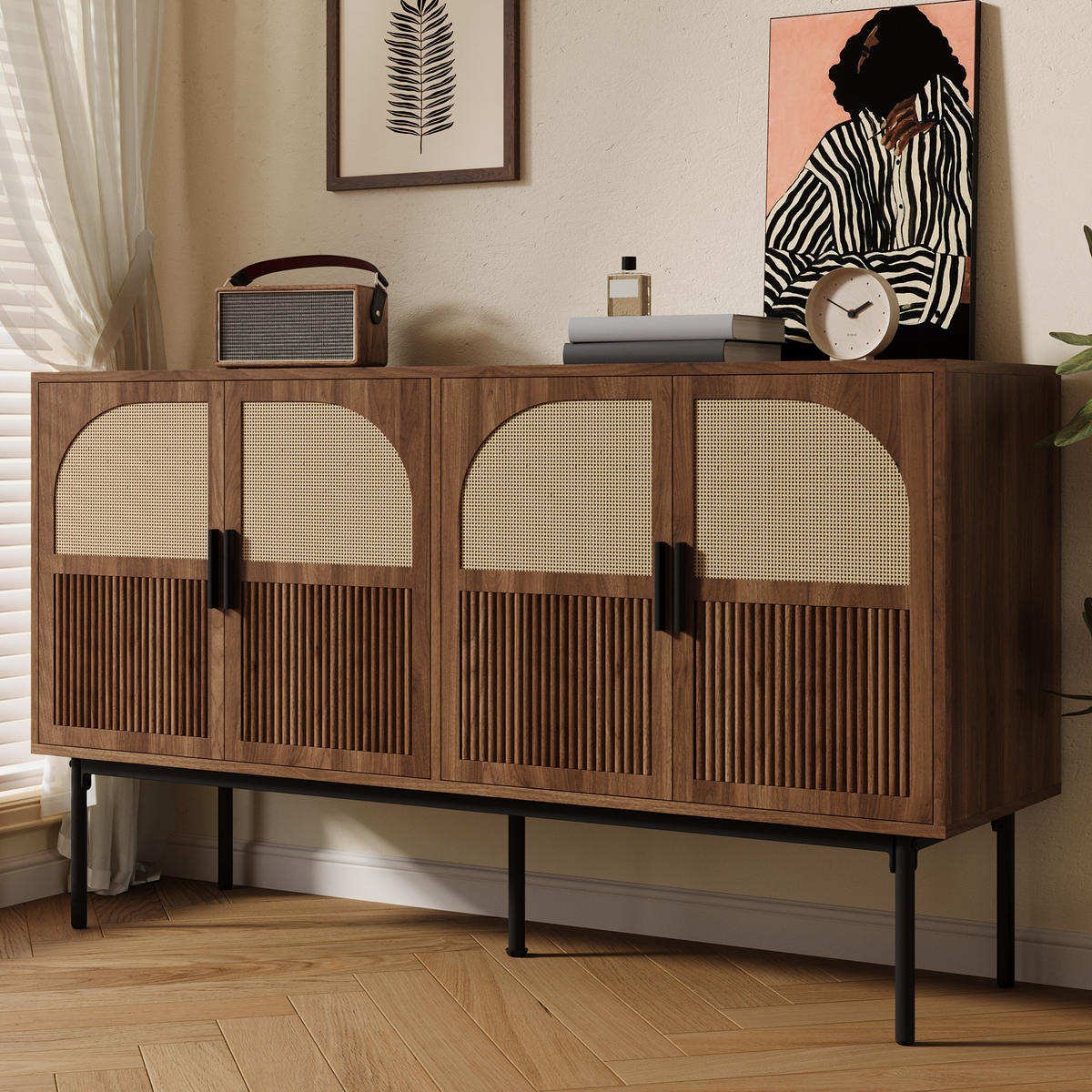 SIDEBOARD 140 cm Stauraum - Naturfarben, Holzwerkstoff (140/80/40cm)