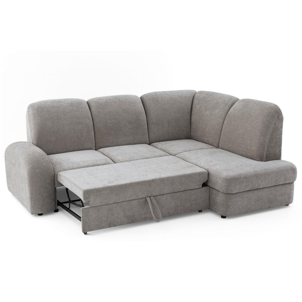 ECKSOFA VIBE L Rechts mit Schlaffunktion 129x205 Chenille Grau - Schwarz/Grau, Holz/Kunststoff (250/186cm) - Muffo