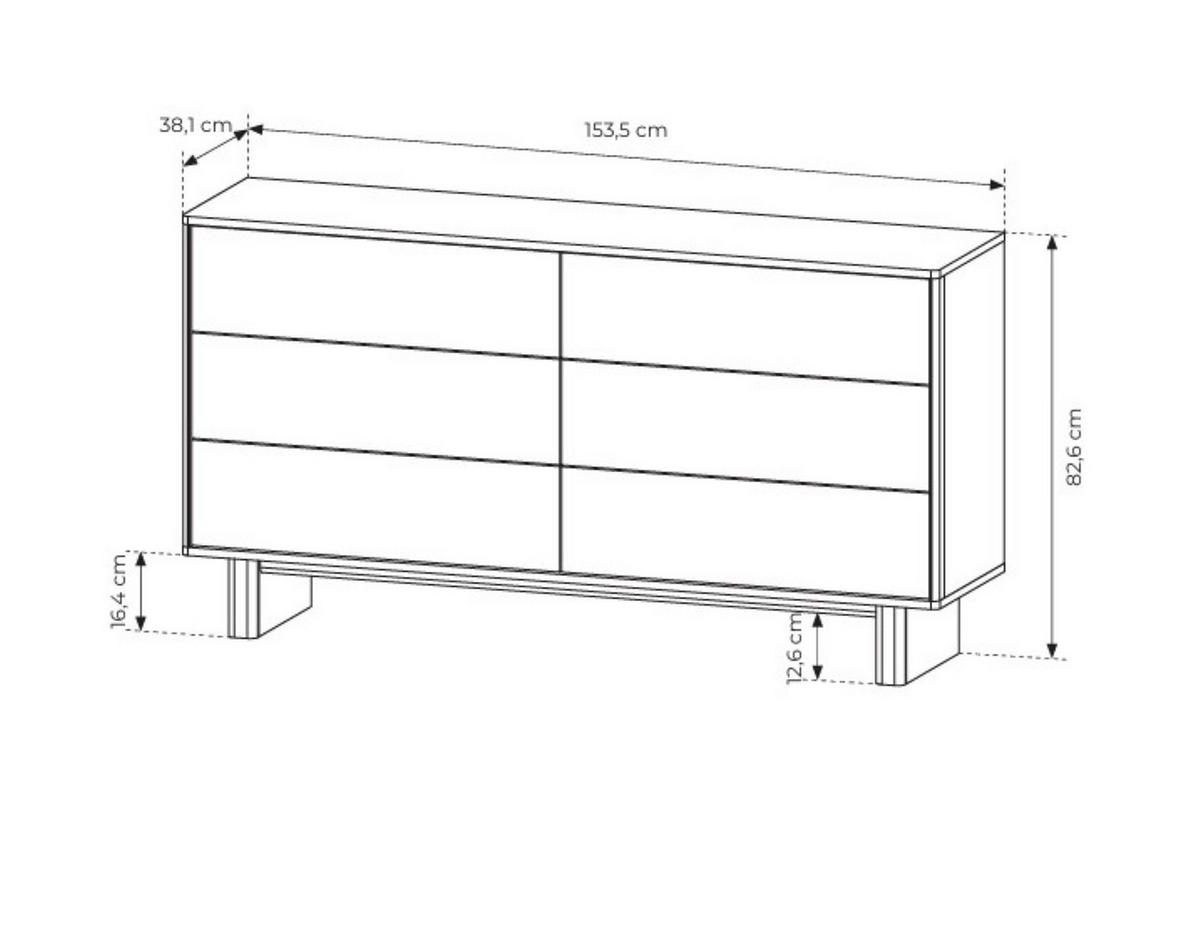 KOMMODE TRAVE 153,5/82,6/38,1cm mit 6 Schubladen Türen Eichefarben - Eichefarben, Holzwerkstoff (153.5/82.6/38.1cm) - MASSENO