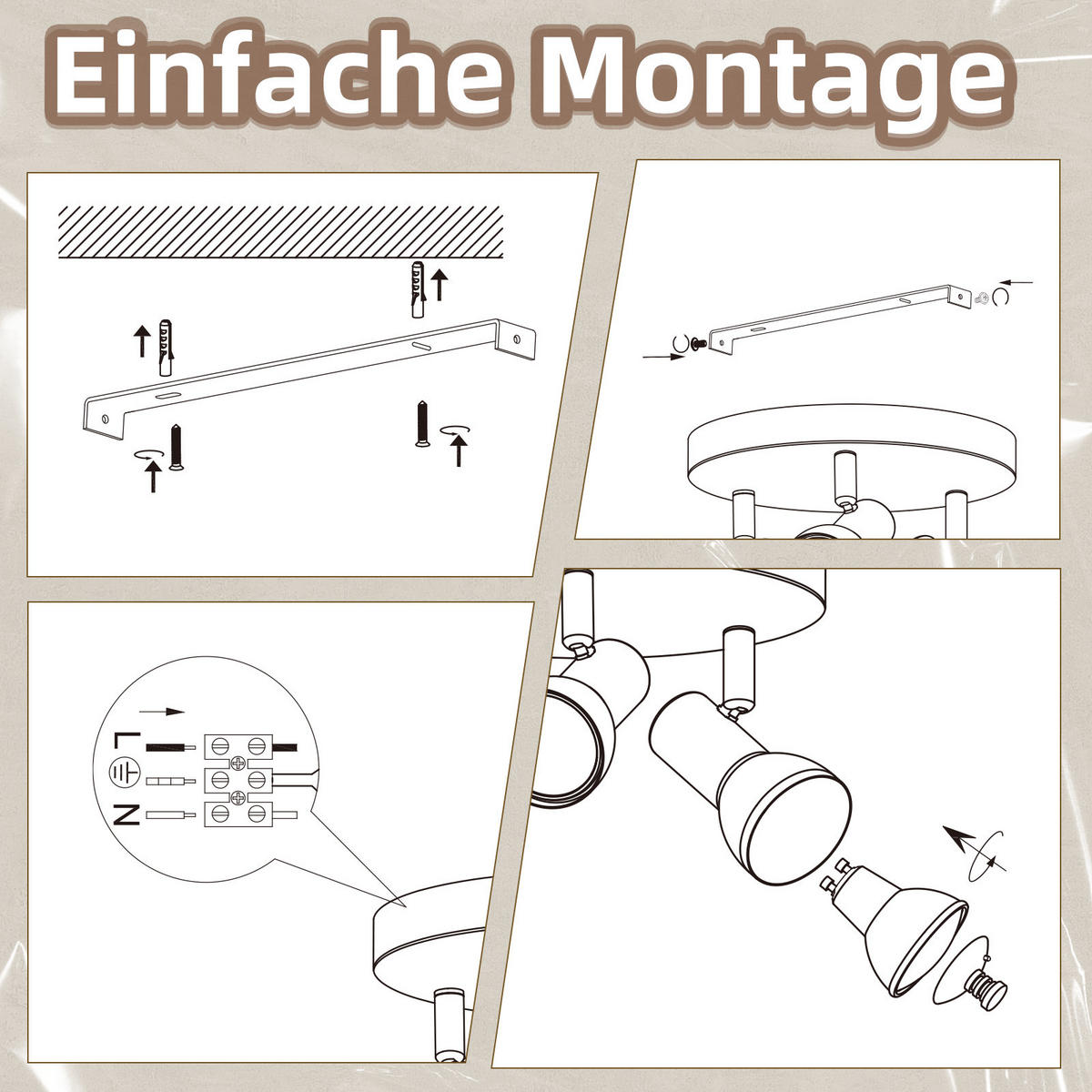 STRAHLER 3 Flammig-GU10 19*13.5*19 - Schwarz, Metall (19/19/13.5cm) - ZMH