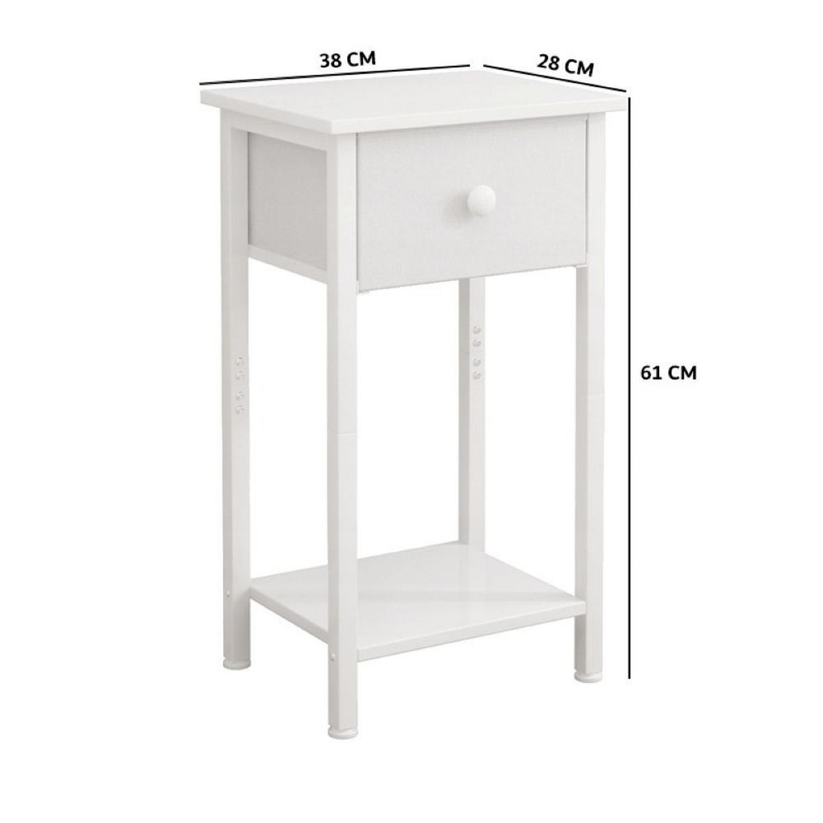 NACHTTISCH, weiß 38/28/61 cm - Weiß, Holzwerkstoff (38/61/28cm)
