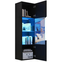 VITRINENSCHRANK mit LED 35 x 50 x 165 cm Hochglanz Schwarz - Schwarz, Holzwerkstoff (50/165/35cm) - Beauniv