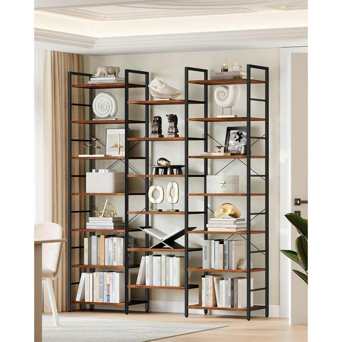 BÜCHERREGAL 7 Etagen Braun-Schwarz 24 x 152 x 217 cm - Braun, Holzwerkstoff (152/217/24cm)