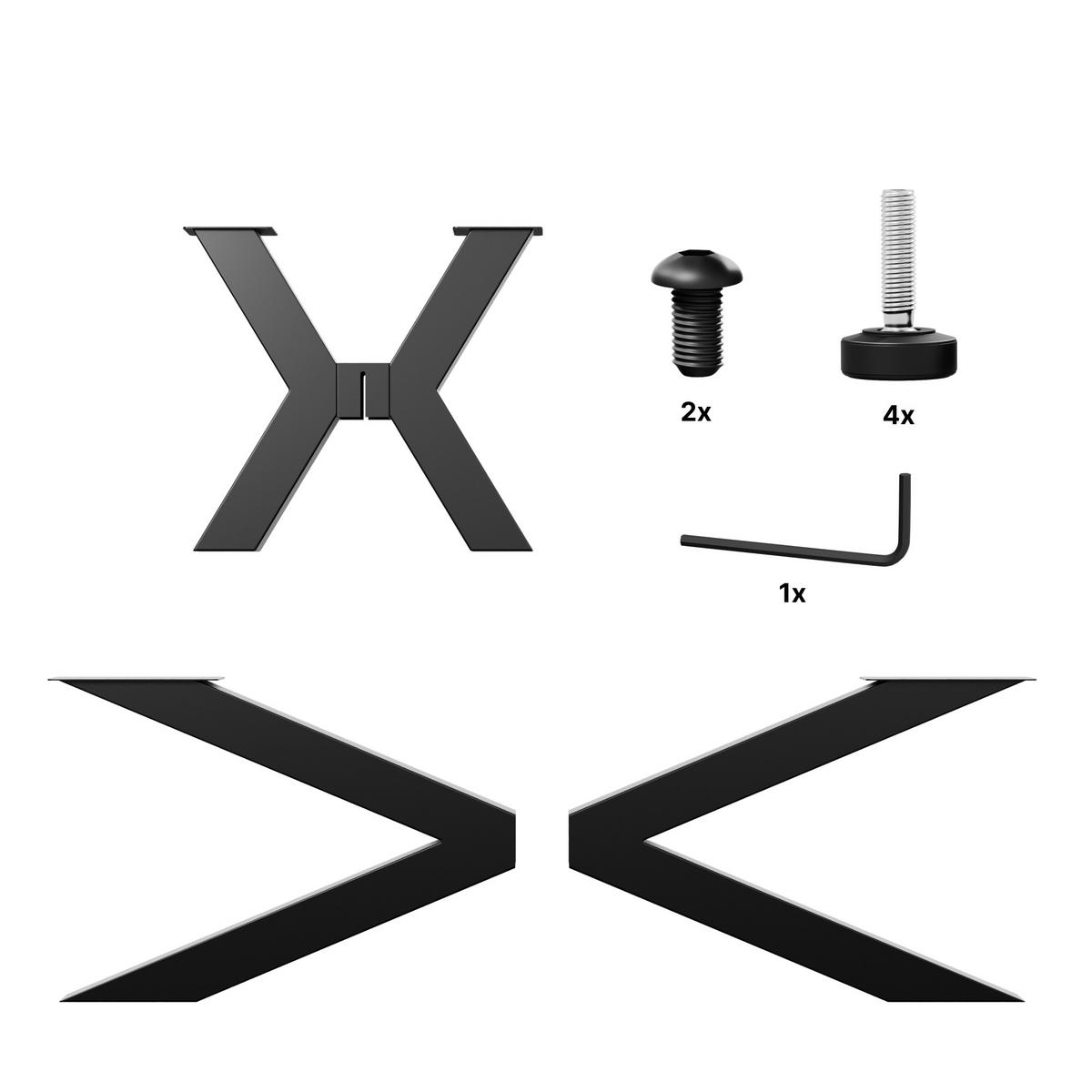 TISCHBEINE Acamar Extreme Metall Schwarz 220/70/72 cm - Schwarz, Metall (80/72/220cm) - Metalo Pro