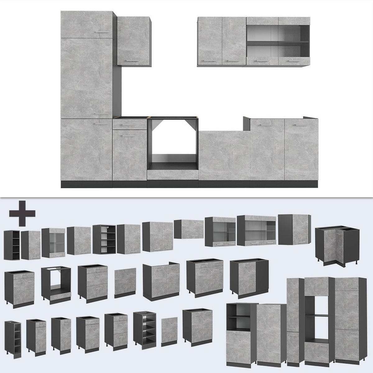 Anthrazit/Grau, Holzwerkstoff (300/81.6/46cm) - Vicco