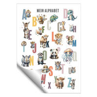 POSTER 50x70 cm ABC Alphabet Tiere Pastell - Weiß, Papier (50/70/2cm)