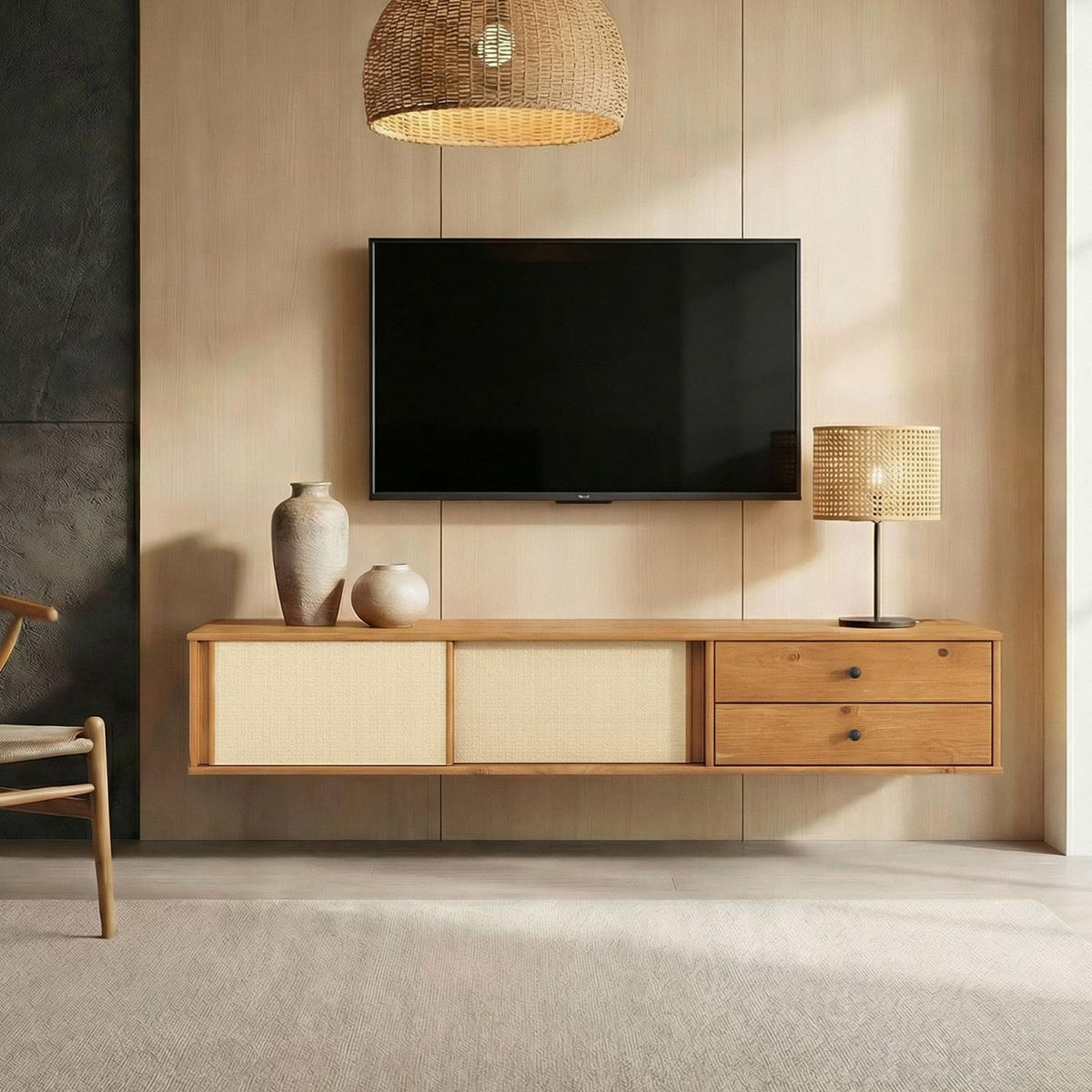 LOWBOARD SIMONA Eiche - Eichefarben, Holz (175/30/34cm) - IDIMEX