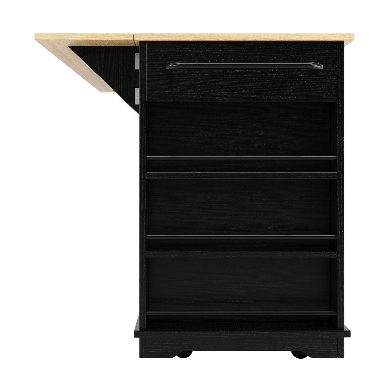 KÜCHENWAGEN 151.5x84.7x91.7cm Schwarz mit 2 Schubladen & 5 Rädern - Schwarz, Holzwerkstoff (151.5/91.7/84.7cm) - Modfu