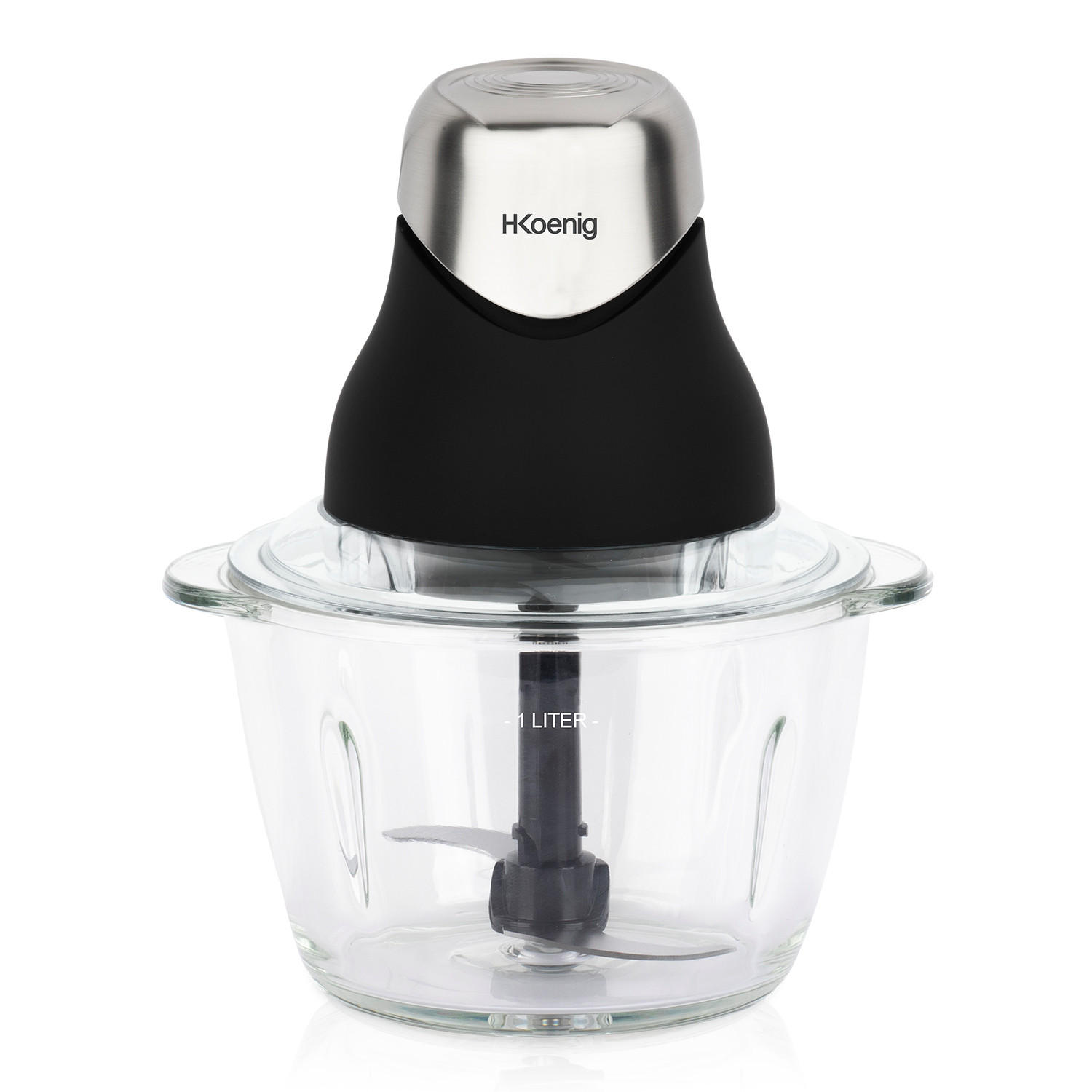 MULTIZERKLEINERER LEO8 Schwarz und Silber, elektronisch, 1L, Edelstahlklingen - Silberfarben/Schwarz, Metall (18.5/21.8/16cm) - HKoenig