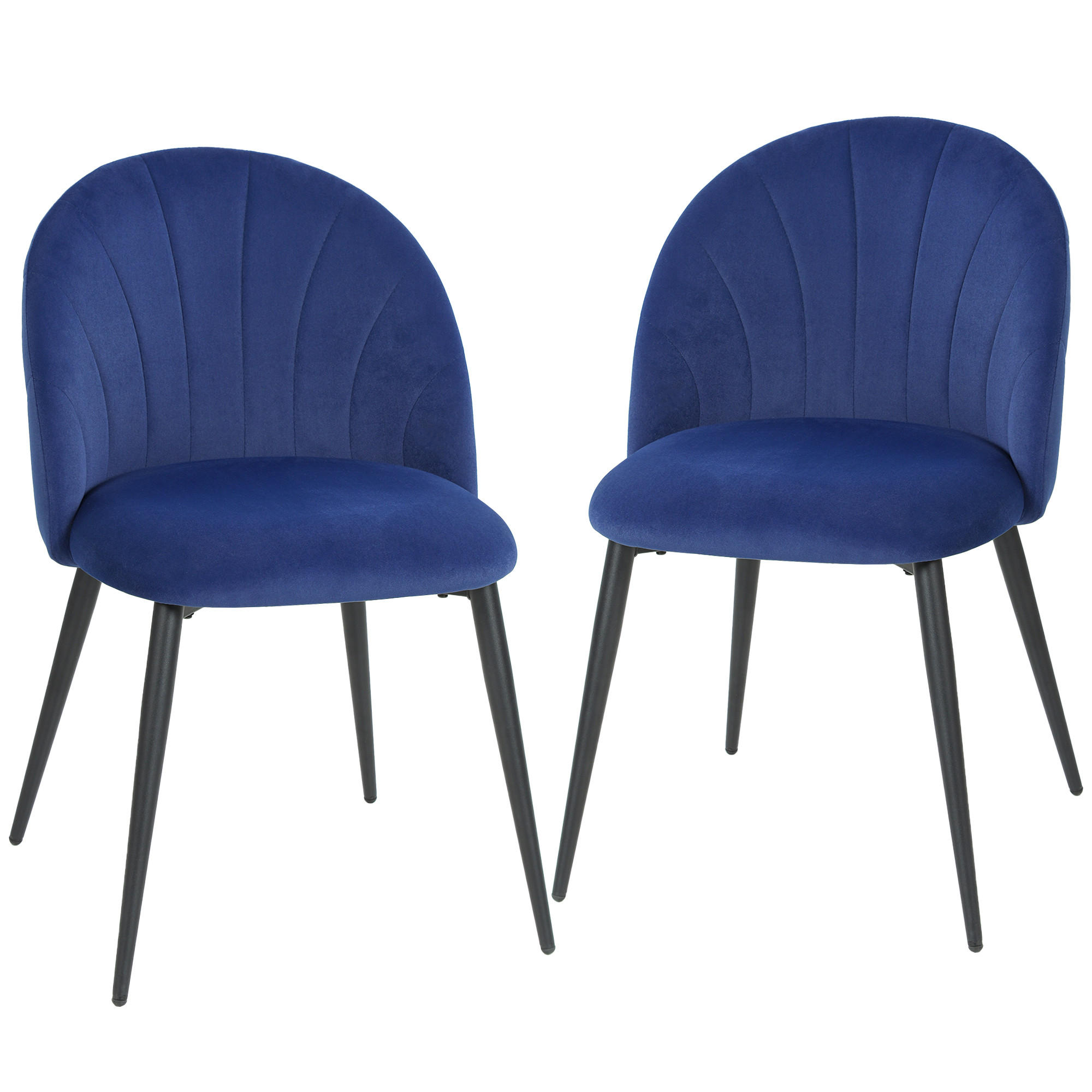 ESSZIMMERSTÜHLE 2er-Set DE-13339 Muscheldesign & Velours Blau - Blau, Metall (55/79/52cm) - ComfortXL