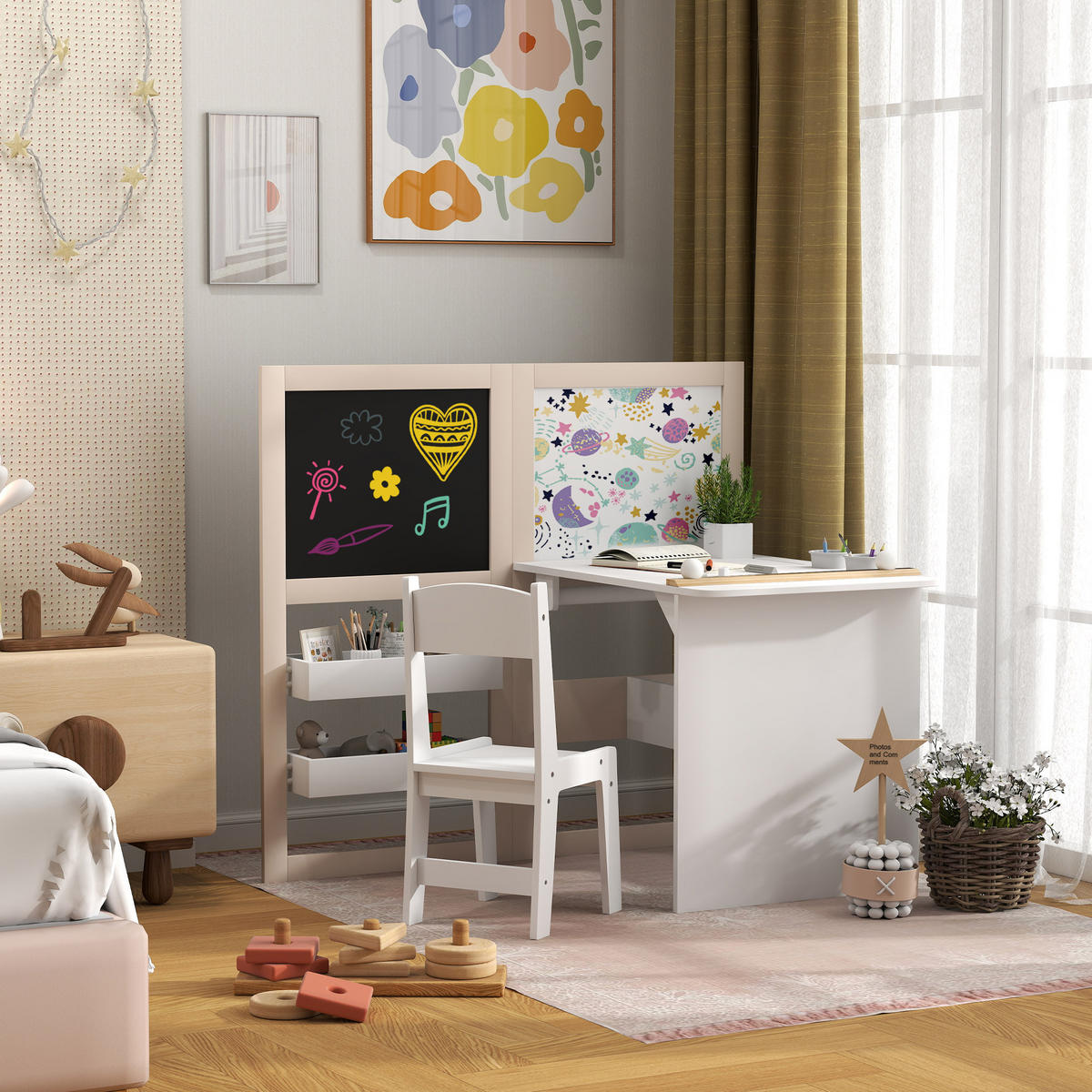 KINDERSITZGRUPPE DE-17521 3-in-1 mit Staffelei Weiß - Weiß, Holzwerkstoff (111.5/102.4/81.5cm) - ComfortXL