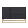 SIDEBOARD Veldio Schwarz mit 3 Schubladen 140 cm - Goldfarben/Schwarz, Holzwerkstoff/Metall (140/90/38cm) - Selsey